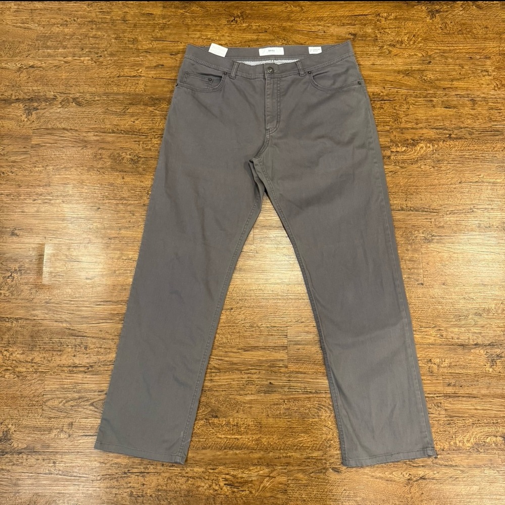 Brax Gray Casual Preppy Regular Fit Cooper Fancy 5-Pocket‎ Chino Pants Men 35x30